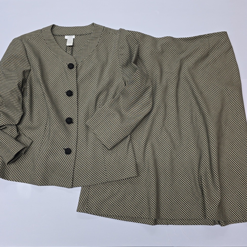 Vintage Address Maggy Women Houndstooth Blazer Skirt Suit‎ Set Size 12